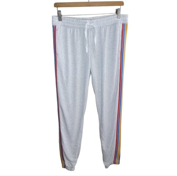 PJ Salvage | Cloud Gray Sun Out Side Stripe Jogger Sweatpants Size Small - Picture 1 of 9